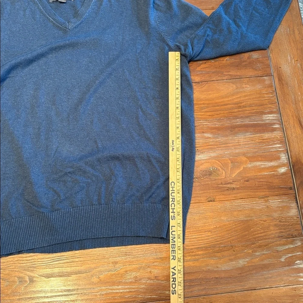 Eddie Bauer Blue V-Neck Lightweight Cotton Cashmere Sweater XL